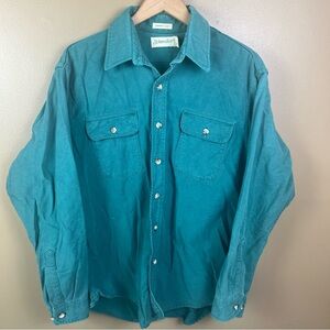 Vintage St. John's Bay Chamois Cloth Green Button Up Men's Large